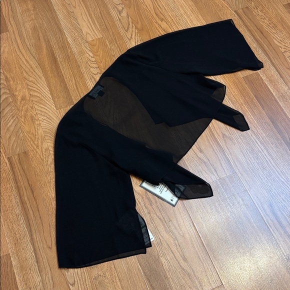 NWT Alex Evenings black sheer 3/4 split sleeve open cardigan. Size L. - Picture 8 of 17